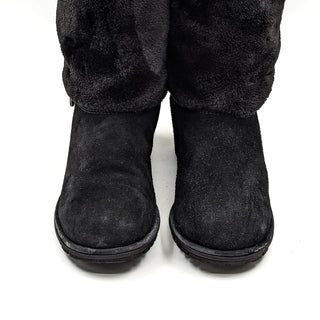 Stuart Weitzman Women Faux Fur Lined Black Suede Mid Calf Winter Boots sz 7