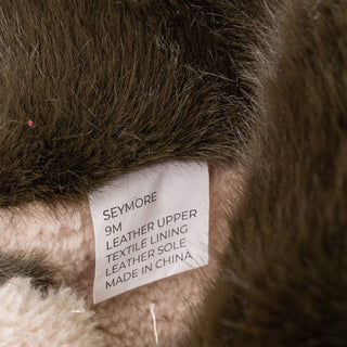 Cecilia NY Women Seymore Olive Green Suede Plush Faux Fur Cuff Lace-up Boots sz 9