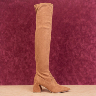 Steve Madden Women Shari Brown fabric Pointy Toe Over the Knee Boots size 9