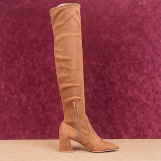 Steve Madden Women Shari Brown fabric Pointy Toe Over the Knee Boots size 9