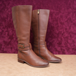 Naturalizer Women Rory Dark Brown Leather Wide Calf Riding Equestrian Boots sz 6