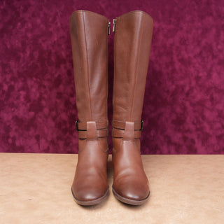 Naturalizer Women Rory Dark Brown Leather Wide Calf Riding Equestrian Boots sz 6