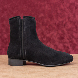 Aquatalia Women Sahara Black Suede Weatherproof zip Round Ankle Boots sz 7