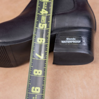 Blondo Women Emelia Waterproof Black Leather Western Chelsea Ankle Boots sz 8