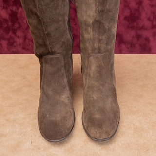 Bata Women Vintage Y2K Brown Suede Slouchy Sweater Cuff Zip Boots 10US EUR40