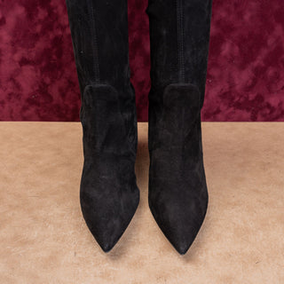 Stuart Weitzman Lesley Black Back Lace Suede Slip Fashion OTK Boots 12US EUR42.5