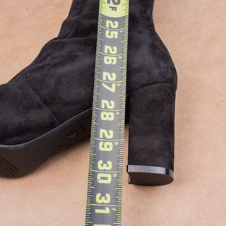 Stuart Weitzman Lesley Black Back Lace Suede Slip Fashion OTK Boots 12US EUR42.5