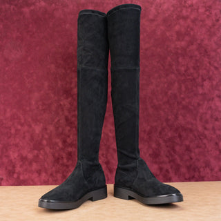 Stuart Weitzman Women Mara OTK Black Dress Back Lace Suede Boots sz 7.5US EUR38