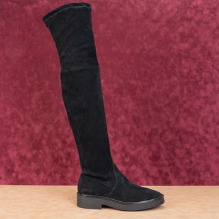 Stuart Weitzman Women Mara OTK Black Dress Back Lace Suede Boots sz 7.5US EUR38