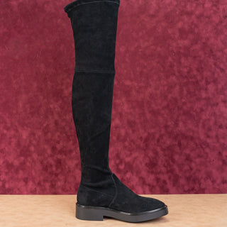 Stuart Weitzman Women Mara OTK Black Dress Back Lace Suede Boots sz 7.5US EUR38