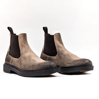 Bruno Magli Men Paris Grey Distressed Leather Chelsea Dress Boots size 9