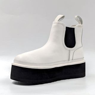 UGG Women Neumel Platform Shearling lined White Chelsea Boots size 8