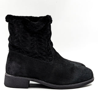 Abeo Women Bristol Black Suede Sheepskin Lined Winter Ankle Boots sz 8.5