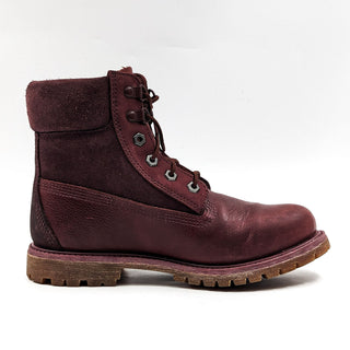 Timberland Women Premium 6Inch Burgundy Leather Lace Combat Boots size 7