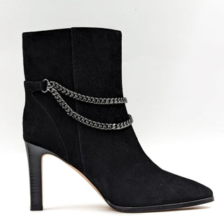 Paige Women Mason Chain Charm Black Suede Pointy Toe Boots size 9.5