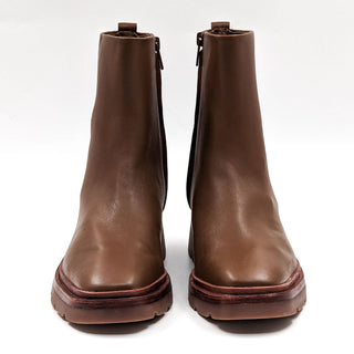 Vince Women Remi Water Repellent Brown Leather Booties Chelsea Boots size 6.5