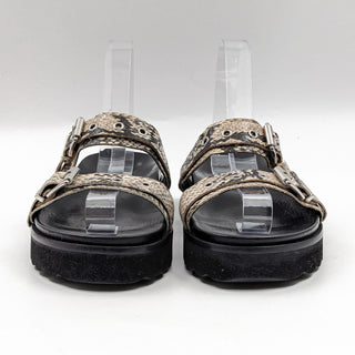Schutz Women Aiza Snake Print Summer Comfy Buckle Sandals Size 7.5