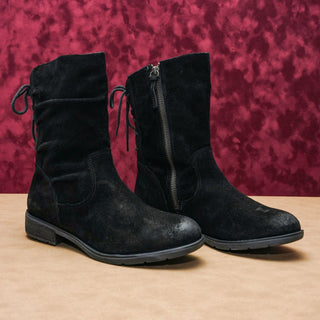 Sofft Women Sharnell Low Distress Black Suede Back Lace-up Mid Calf boots sz 8.5