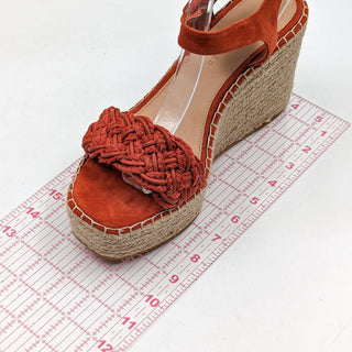 Veronica Beard Women Reema Coral Red Espadrille Suede Buckle Sandals size 10