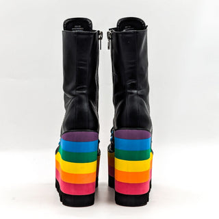 Club Exx Vegan Leather Cant Myself Rainbow Platform Festival Boots 7