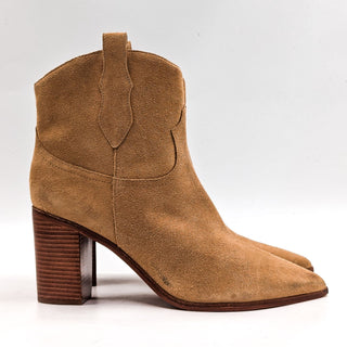 Schutz Women South Sand Suede Western Cowboy Pointy Ankle Boots size 10