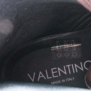 Valentino Women Marti Brown Leather Laceup V Logo Combat Boots sz 8