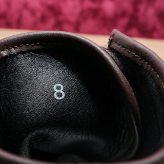 Valentino Women Marti Brown Leather Laceup V Logo Combat Boots sz 8