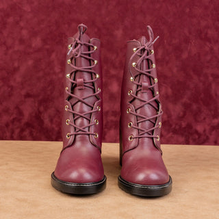 Stuart Weitzman Wmn Cassey Granny Victorian Lace-up Burgundy Leather Boots Sz 7