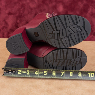 Stuart Weitzman Wmn Cassey Granny Victorian Lace-up Burgundy Leather Boots Sz 7