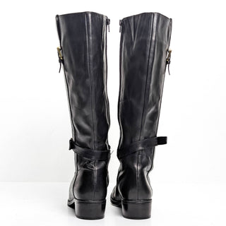 Ralph Lauren Monica Black Leather Strap Riding Equestrian Tall Boots sz 7.5