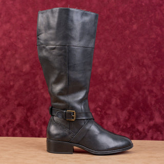 Ralph Lauren Women Vintage Retro 90s Black Leather Round Toe Knee Boots sz 7