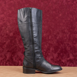 Ralph Lauren Women Vintage Retro 90s Black Leather Round Toe Knee Boots sz 7