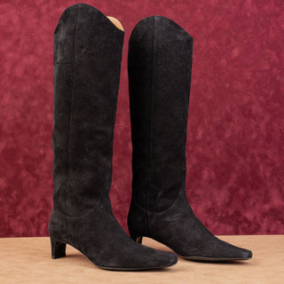 Staud Women Wally Tall Black Suede Leather Dressy Knee Boots size 6 EUR36