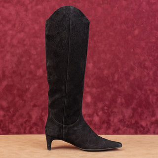 Staud Women Wally Tall Black Suede Leather Dressy Knee Boots size 6 EUR36