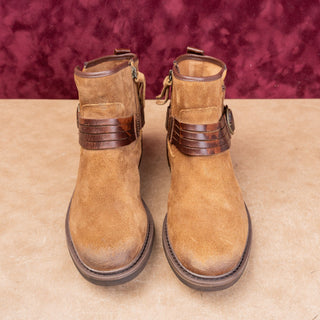 Sofft Women Lavina Brown Suede Lug Zip Strap Fashion Ankle Boots sz 9.5