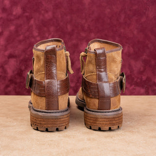Sofft Women Lavina Brown Suede Lug Zip Strap Fashion Ankle Boots sz 9.5