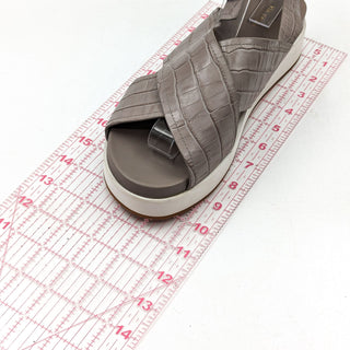Via Spiga Wmn Delila Slingback Grey leather Platform Croc Summer Sandals sz 9.5