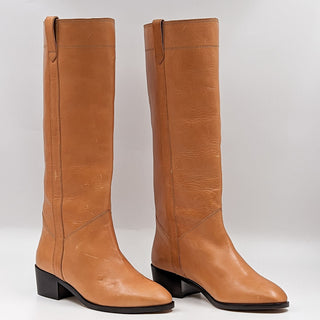 Isabel Marant Women Mewis Tan Western Riding Calfskin Leather Boots 7.5US EUR 38