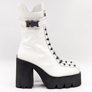 Jeffrey Campbell Women Viking Y2K 90s Retro White Platform Boots size 11