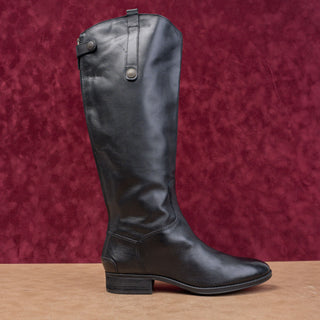 Sam Edelman Women Penny Riding Equestrian Wide Calf Black Leather Boots sz 11.5