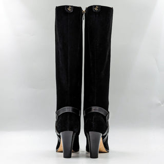 Jimmy Choo Wmn Taya 85 Black Suede Heeled Tall Boots size 10US EUR 40.5