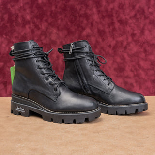 Sam Edelman Garret Black Leather Combat Festival Platform Combat Boots sz 9.5
