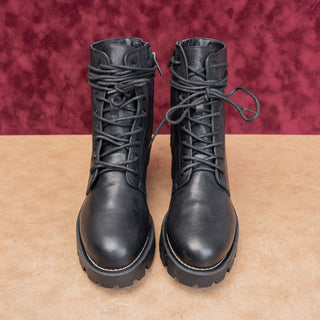 Sam Edelman Garret Black Leather Combat Festival Platform Combat Boots sz 9.5