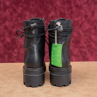 Sam Edelman Garret Black Leather Combat Festival Platform Combat Boots sz 9.5