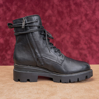 Sam Edelman Garret Black Leather Combat Festival Platform Combat Boots sz 9.5