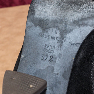 Thierry Raboutin Women Black Suede Back Lace Mid Calf Zip Boots sz 6.5US EUR37.5