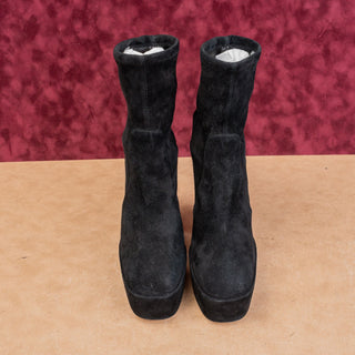 Stuart Weitzman Wmn SkyHigh Fashion Party Stretch Black Suede Platform Boots 8.5