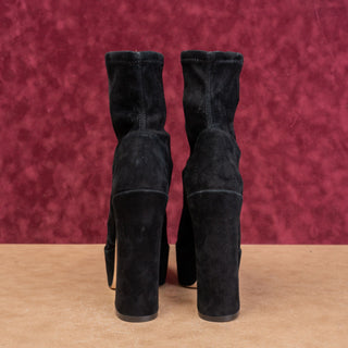Stuart Weitzman Wmn SkyHigh Fashion Party Stretch Black Suede Platform Boots 8.5