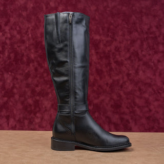 La Canadienne Women Stev Black Leather Buckle Waterproof Riding Zip Knee Boots 6