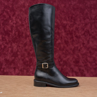 La Canadienne Women Stev Black Leather Buckle Waterproof Riding Zip Knee Boots 6